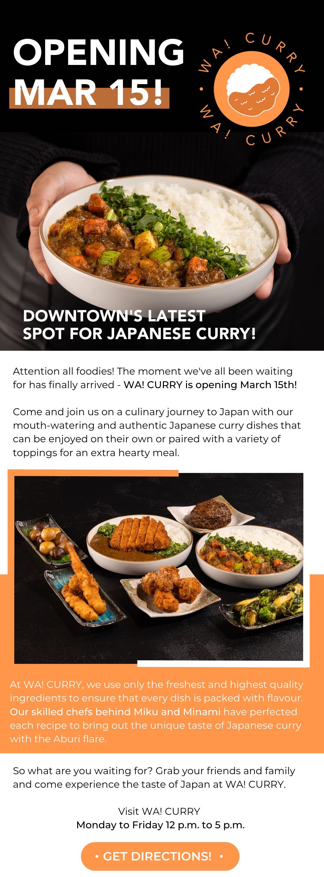 WA Curry opening email newsletter